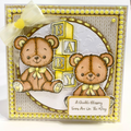 Luxury Handmade Twins Baby Teddy Card