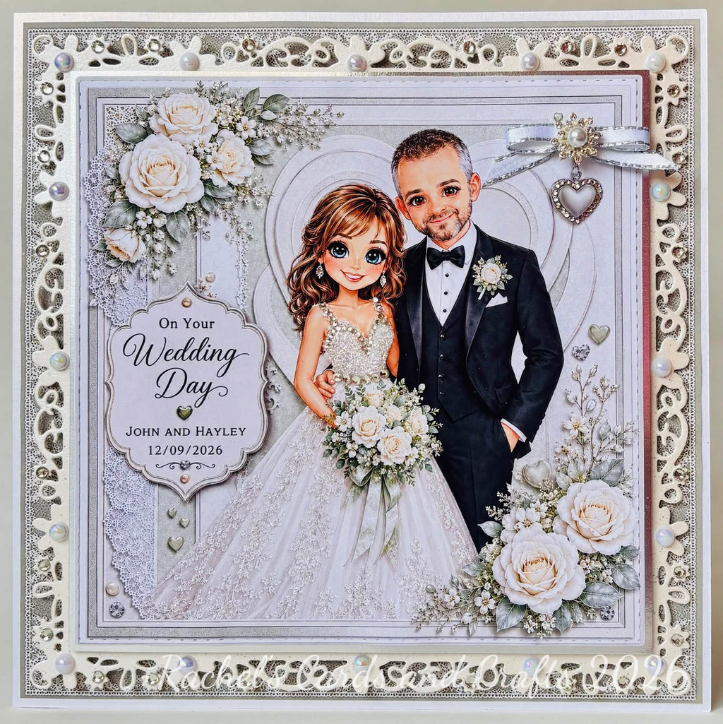 Luxury Personalised Wedding Card – Illustrated Bride & Groom