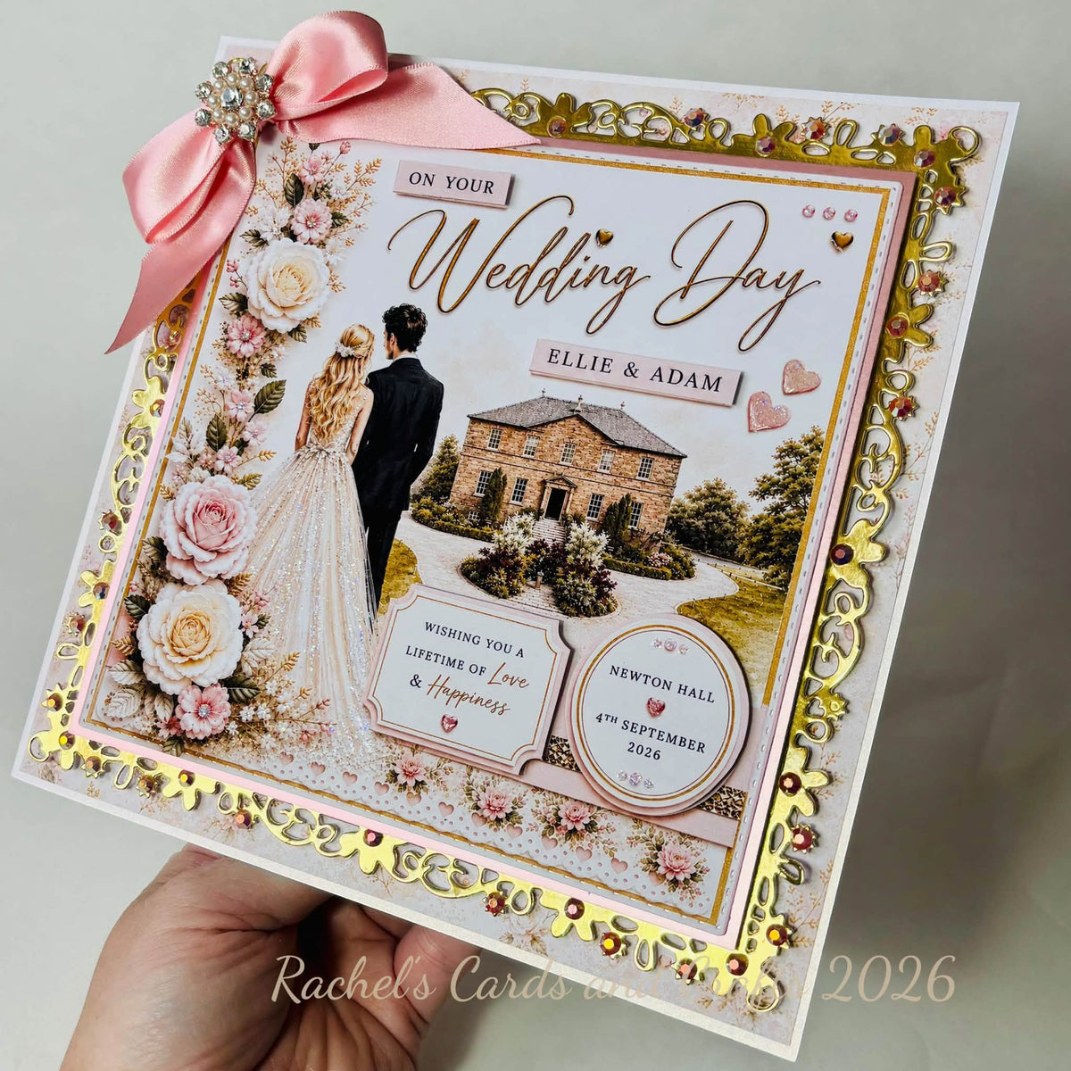 Luxury Personalised Wedding Day Card – Bespoke Couple, Venue & Wedding Details