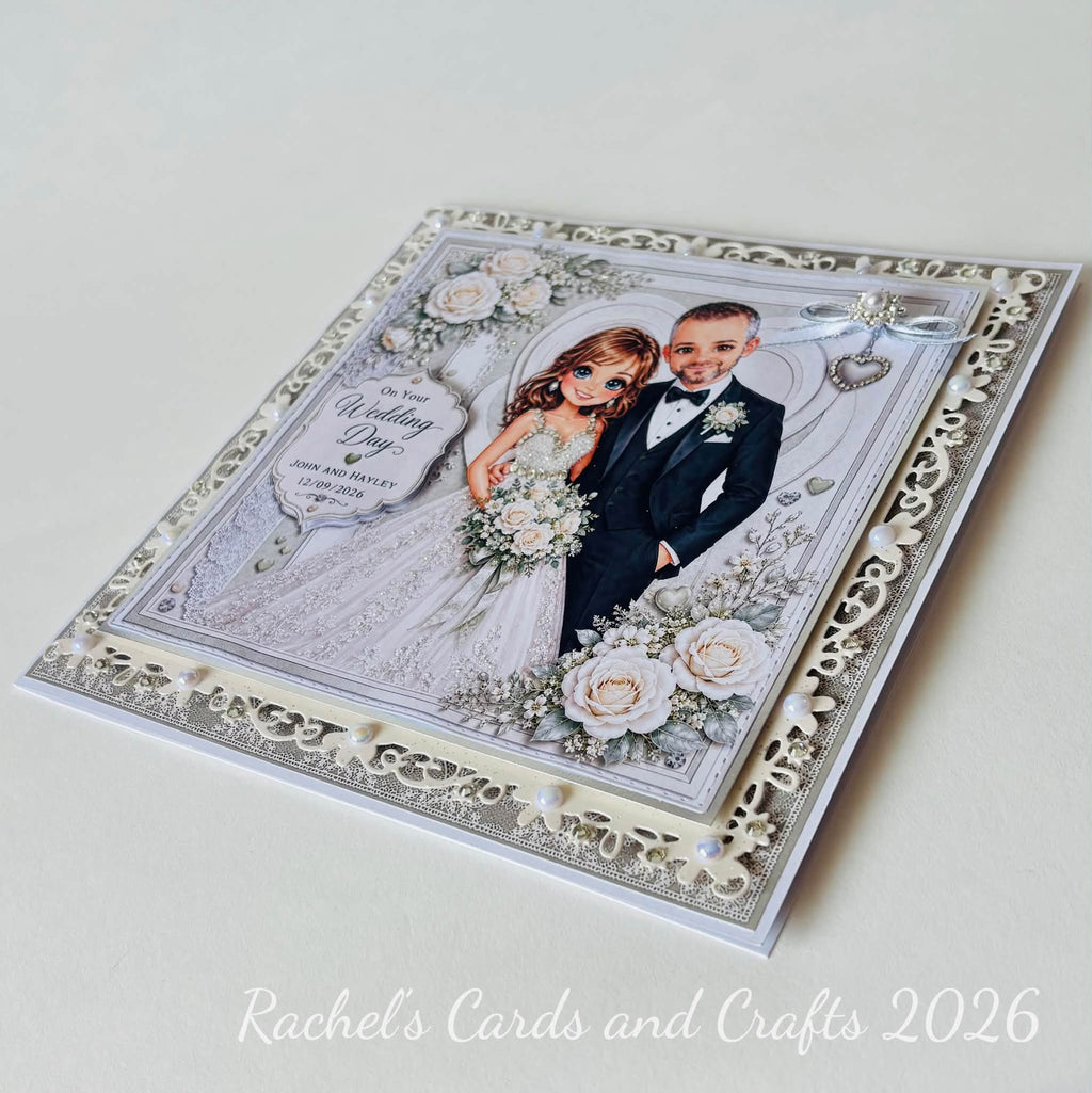 Luxury Personalised Wedding Card – Illustrated Bride & Groom