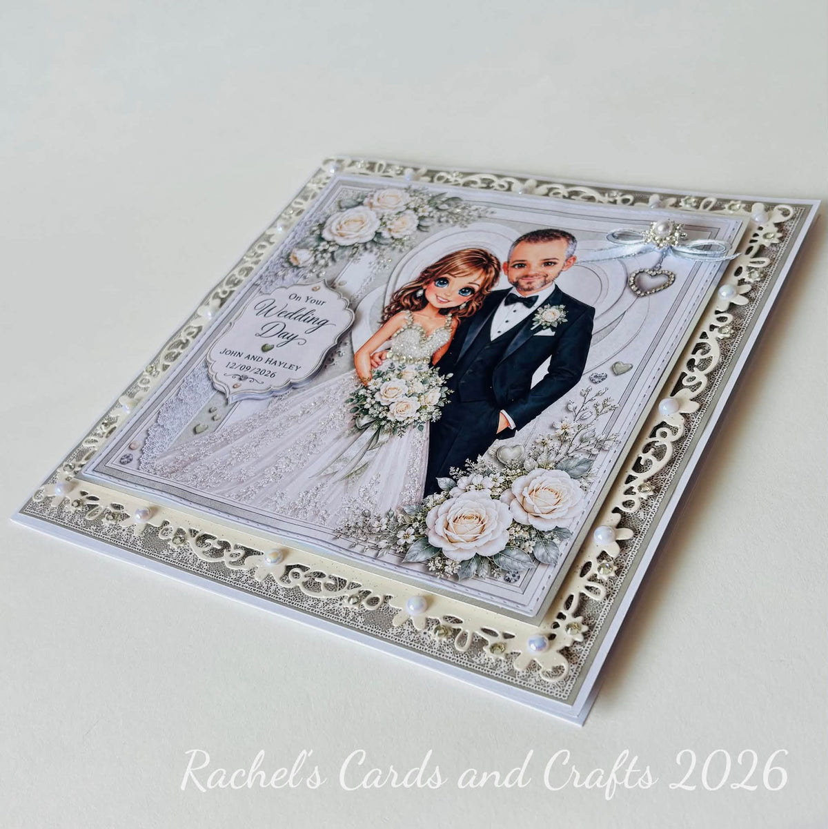 Luxury Personalised Wedding Card – Illustrated Bride & Groom