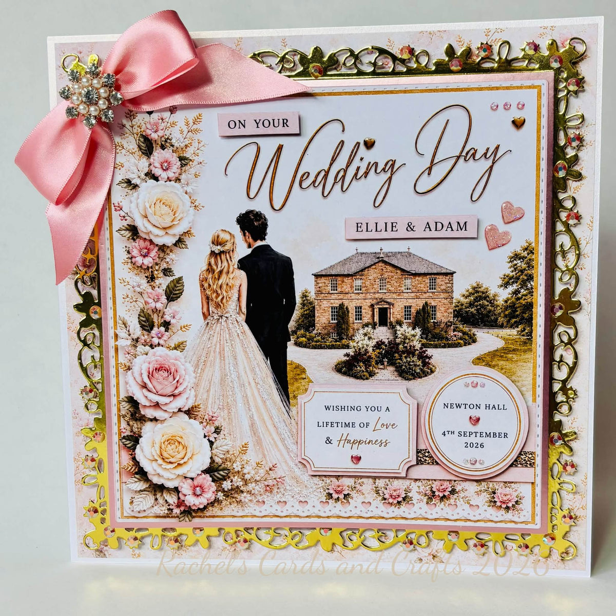Luxury Personalised Wedding Day Card – Bespoke Couple, Venue & Wedding Details
