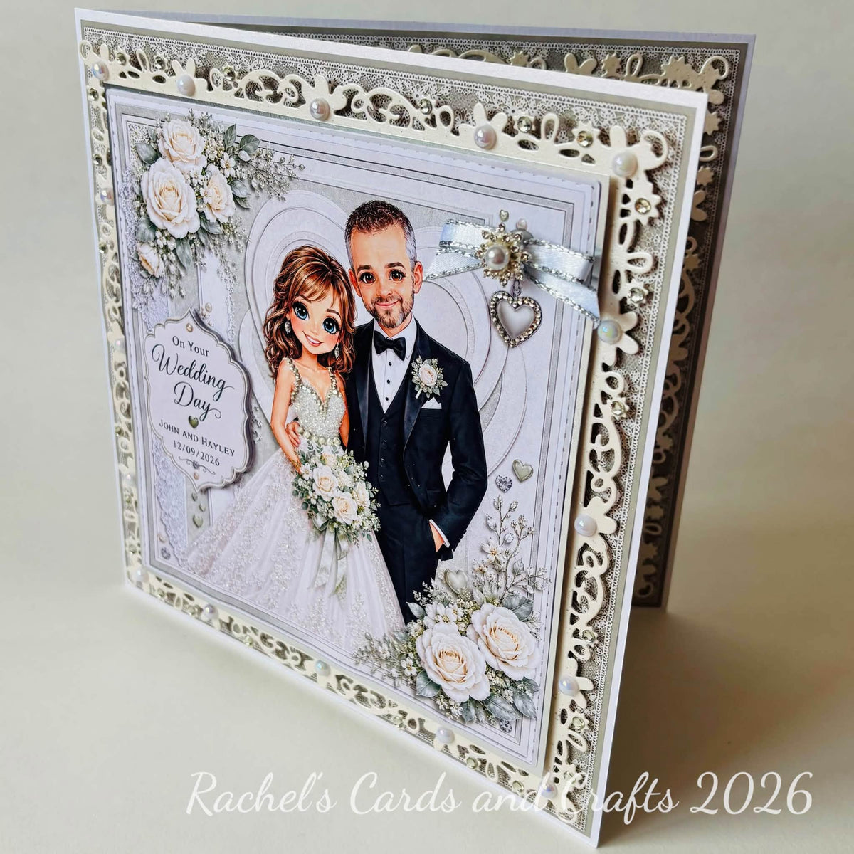 Luxury Personalised Wedding Card – Illustrated Bride & Groom