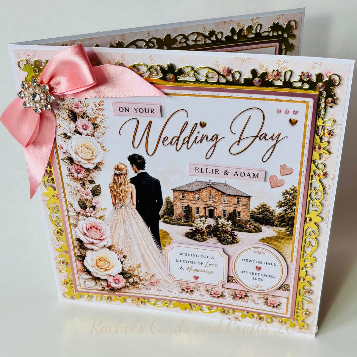 Luxury Personalised Wedding Day Card – Bespoke Couple, Venue & Wedding Details