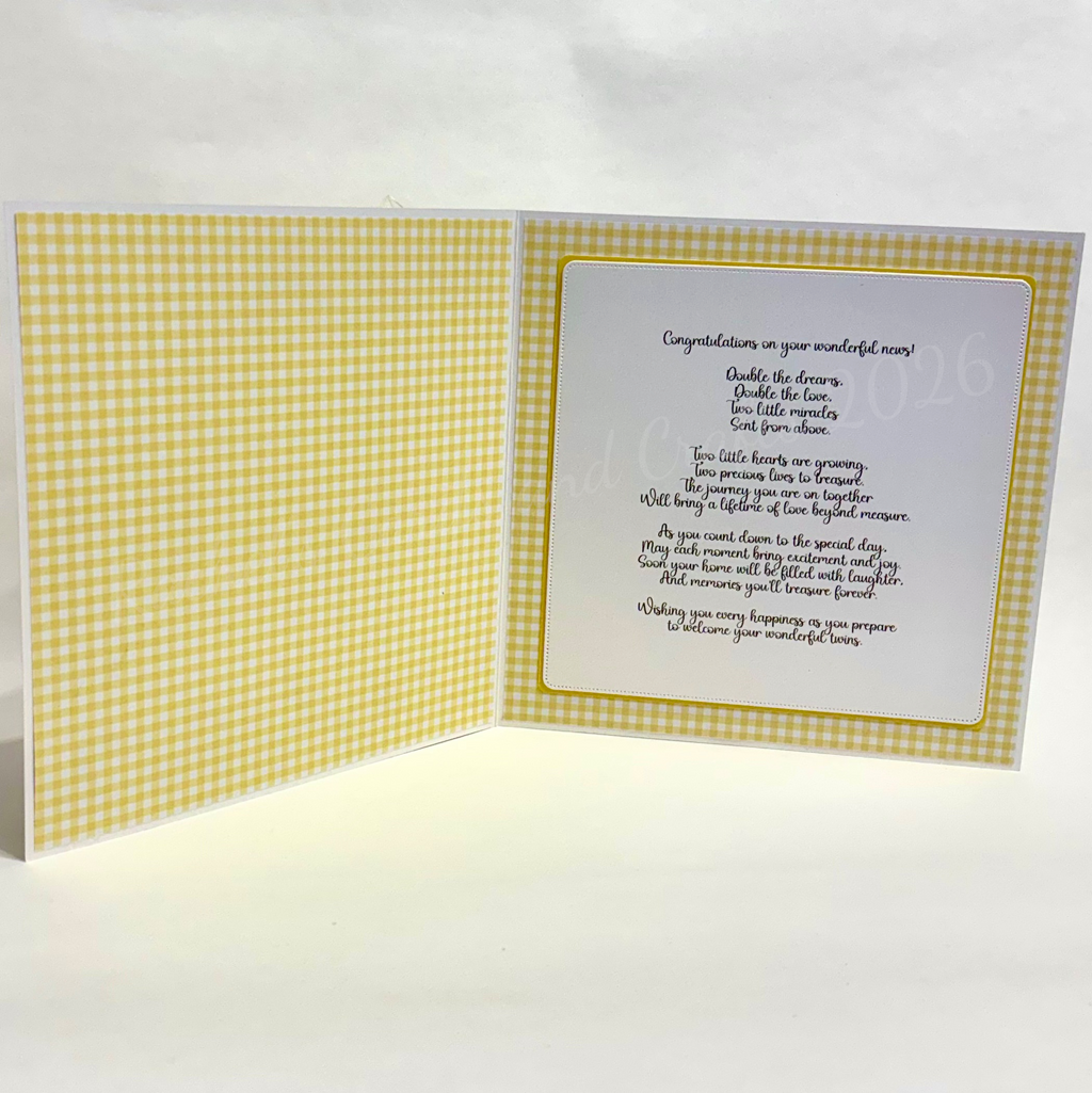 Luxury Handmade Twins Baby Teddy Card