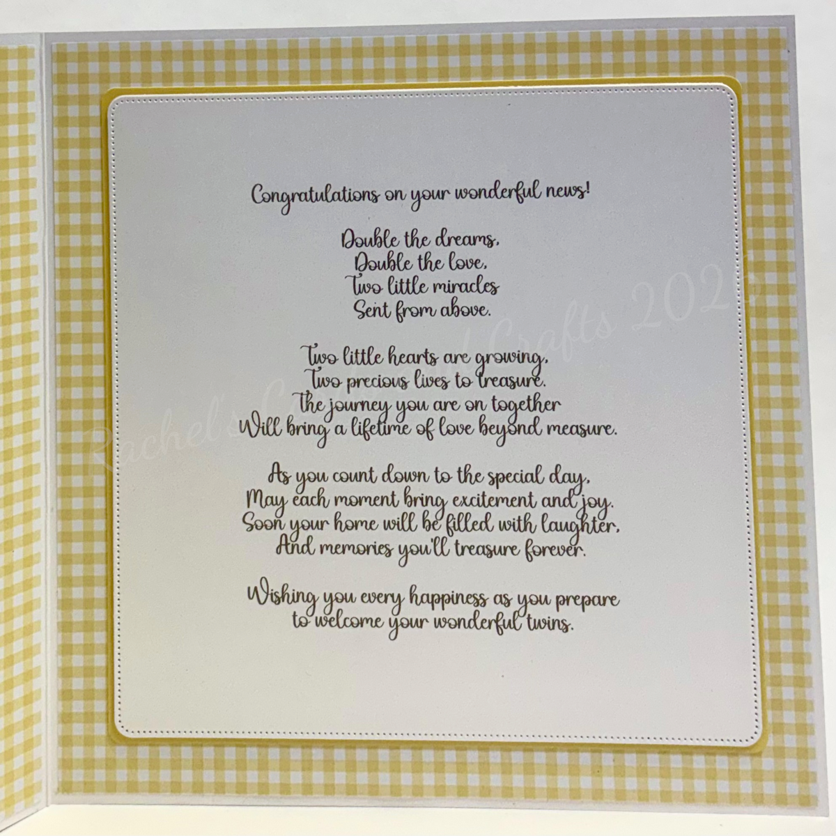 Luxury Handmade Twins Baby Teddy Card