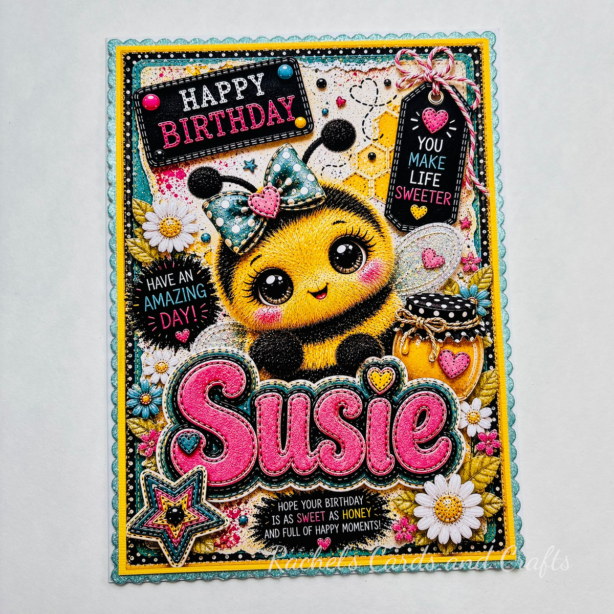 Personalised Quirky Bee Birthday Card