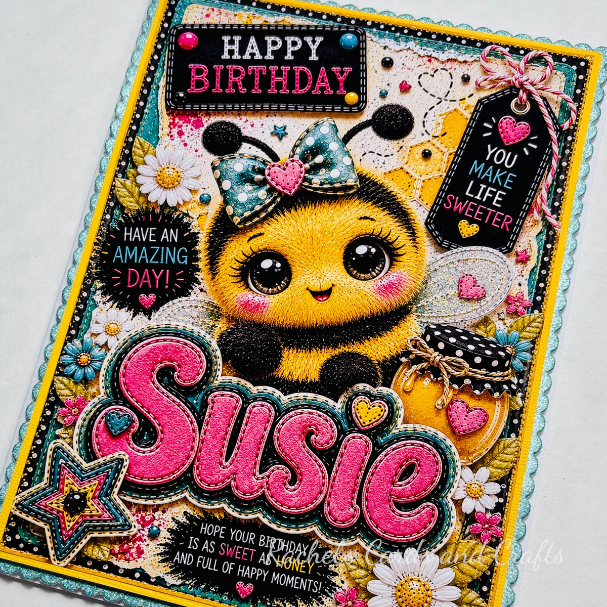 Personalised Quirky Bee Birthday Card