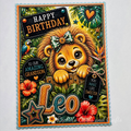 Personalised Lion Birthday Card for Grandson Leo - Ready to post