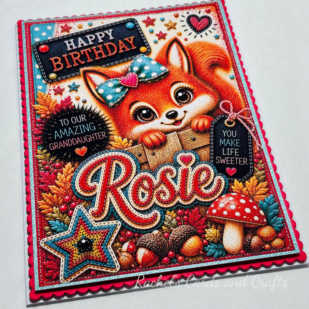 Personalised Quirky Squirrel Birthday Card for Granddaugher Rosie - Ready to Post