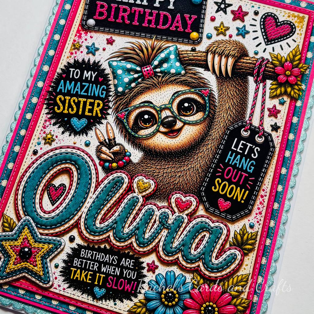 Personalised Quirky Sloth Birthday Card