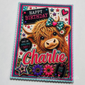 Personalised Quirky Highland Cow Birthday Card