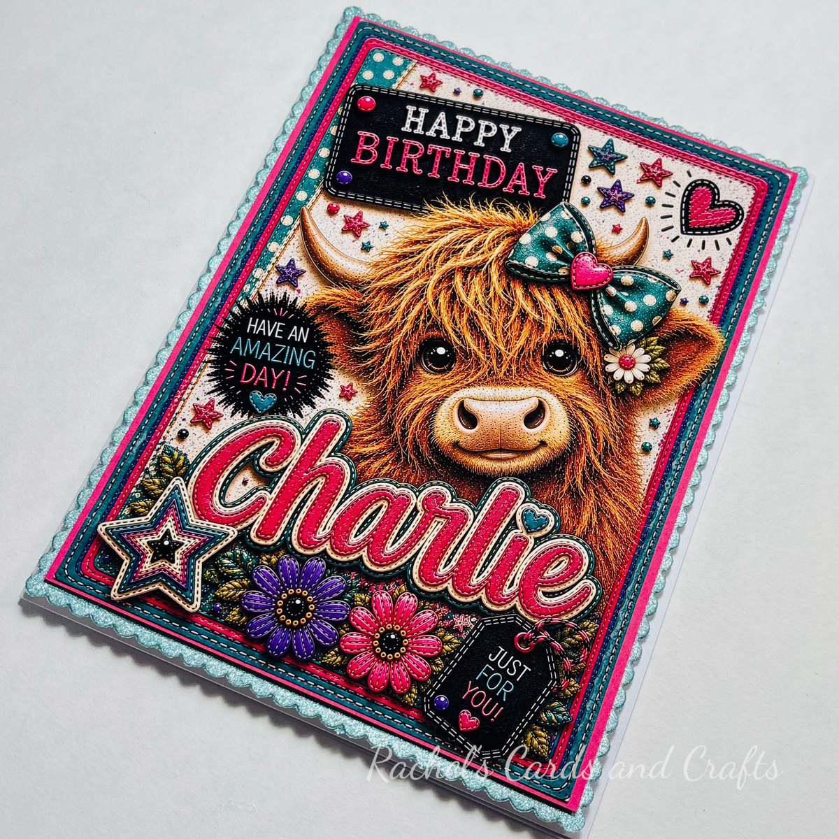 Personalised Quirky Highland Cow Birthday Card