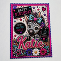 Personalised Quirky Zebra Birthday Card for Niece Katie - Ready to Post