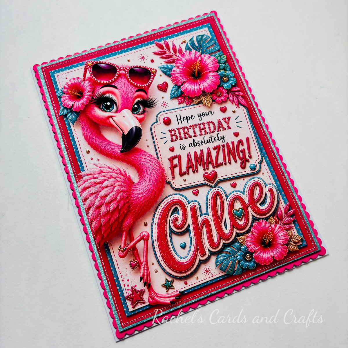 Personalised Quirky Flamingo Birthday Card