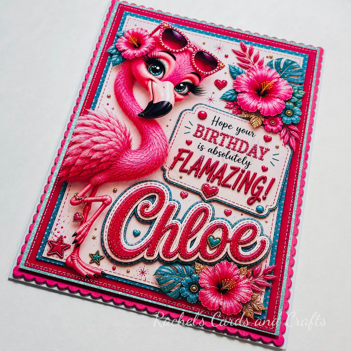 Personalised Quirky Flamingo Birthday Card