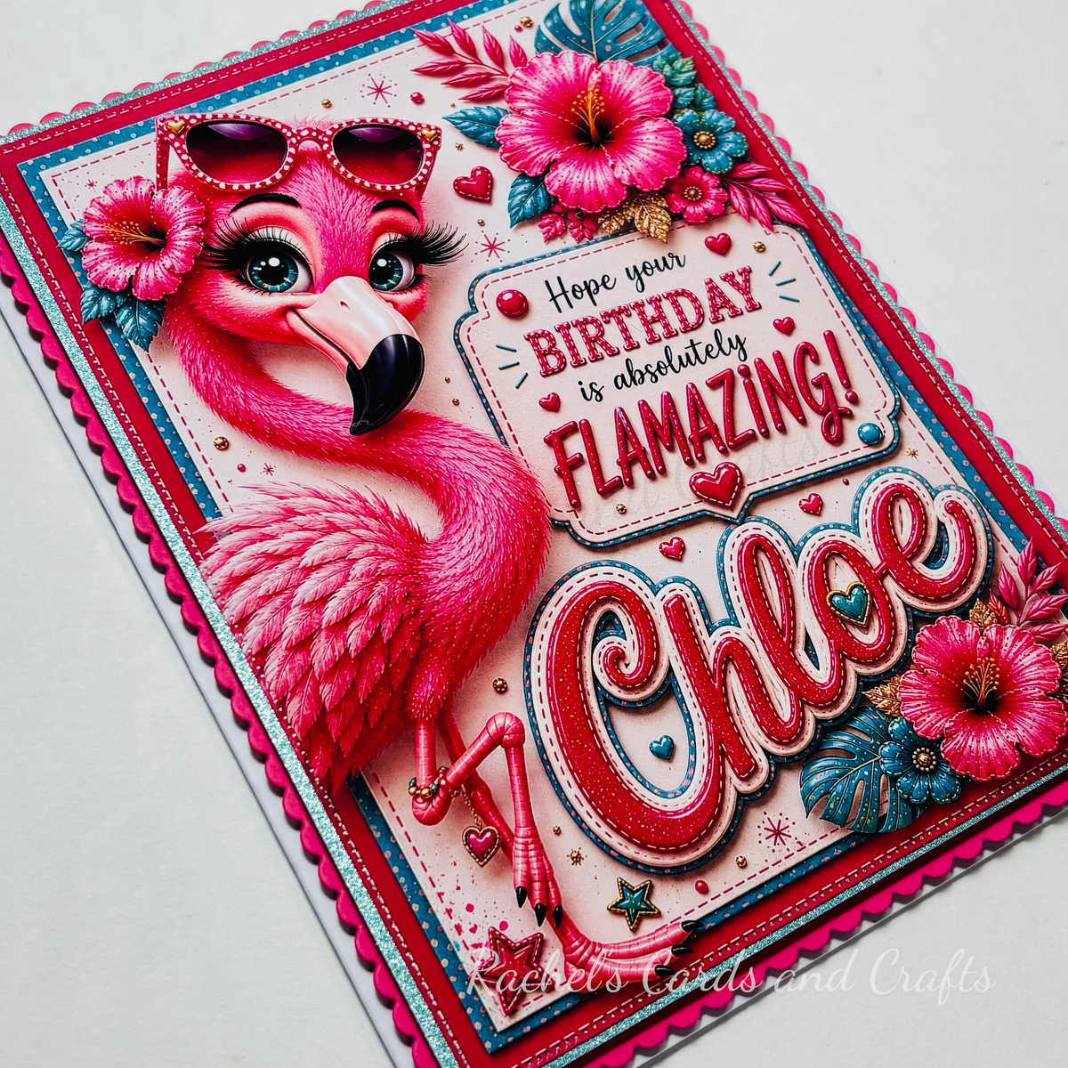 Personalised Quirky Flamingo Birthday Card