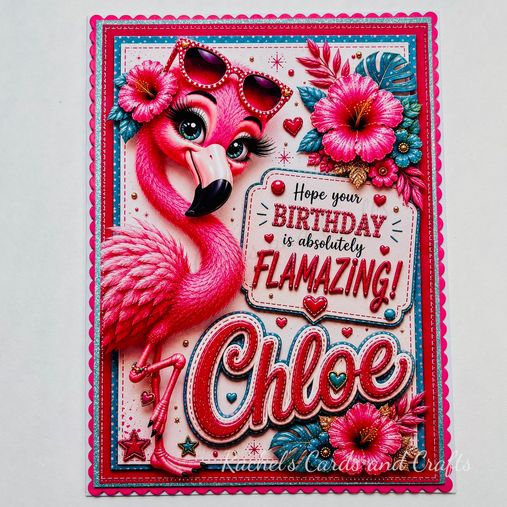 Personalised Quirky Flamingo Birthday Card