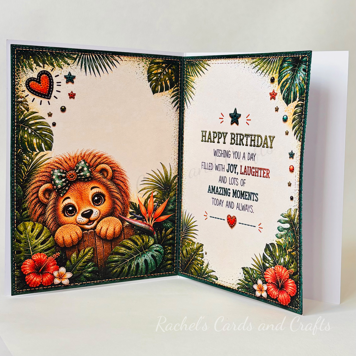 Personalised Lion Birthday Card for Grandson Leo - Ready to post