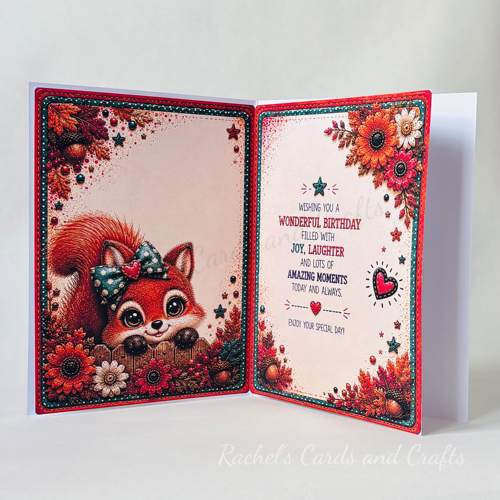 Personalised Quirky Squirrel Birthday Card for Granddaugher Rosie - Ready to Post