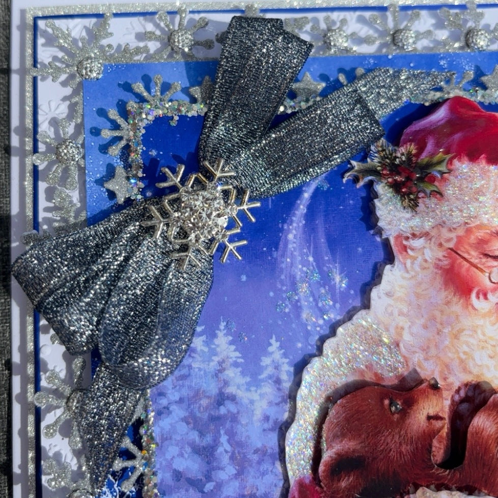 Luxury Santa & Woodland Animals Christmas Card – 21cm