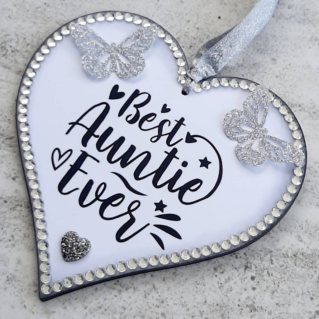 Best Auntie Ever Handmade Hanging Heart Plaque