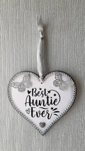Best Auntie Ever Handmade Hanging Heart Plaque