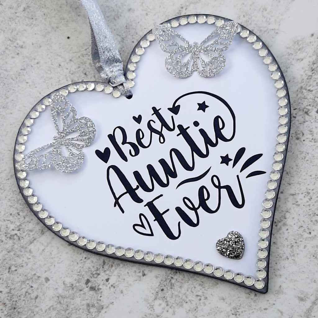 Best Auntie Ever Handmade Hanging Heart Plaque