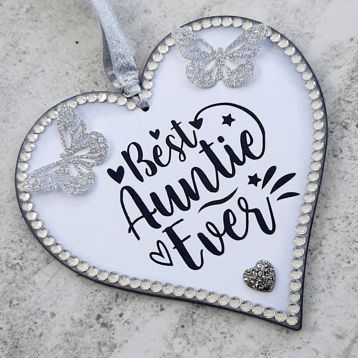 Best Auntie Ever Handmade Hanging Heart Plaque
