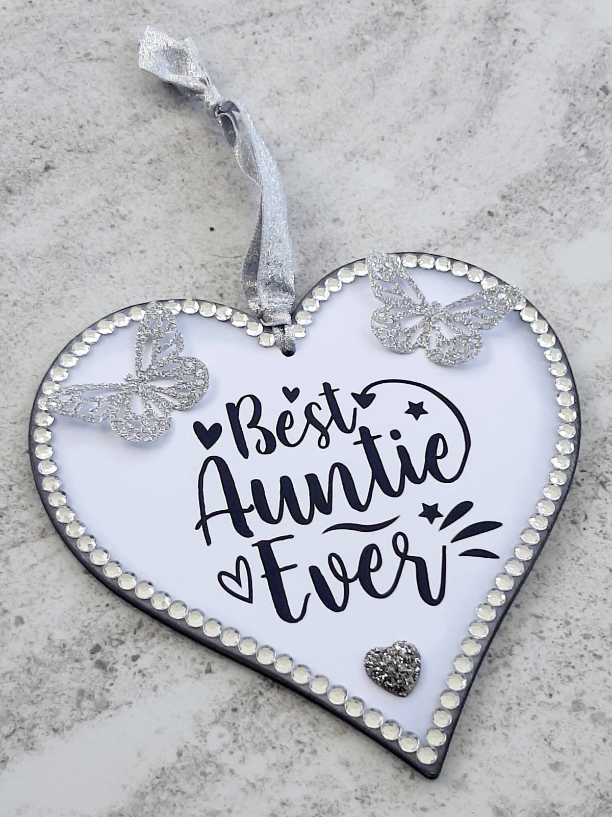 Best Auntie Ever Handmade Hanging Heart Plaque