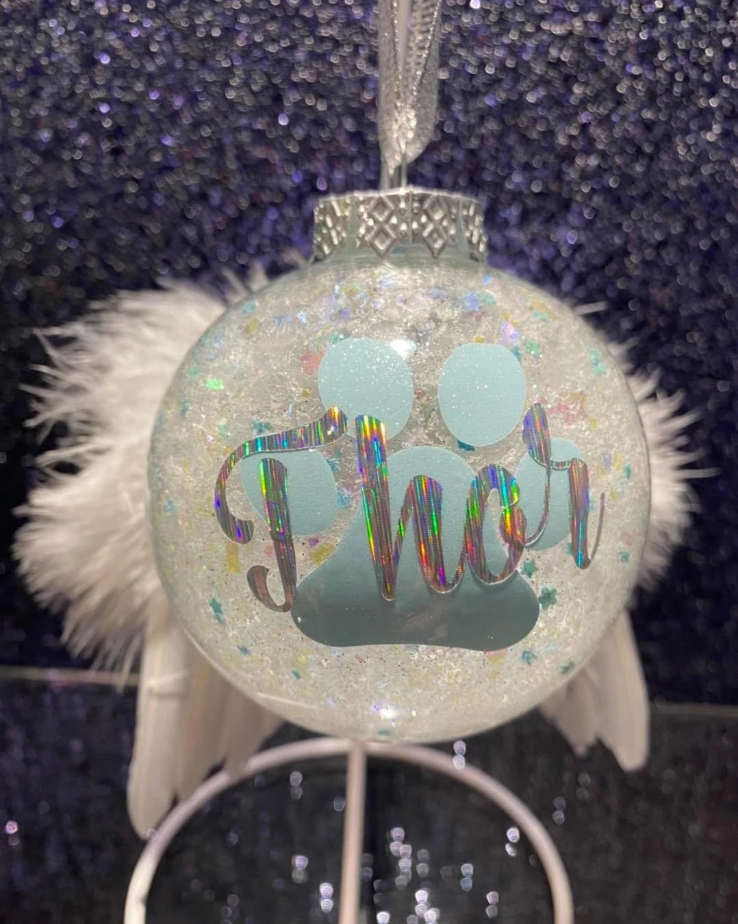 Personalised Angel Wings Memorial Bauble