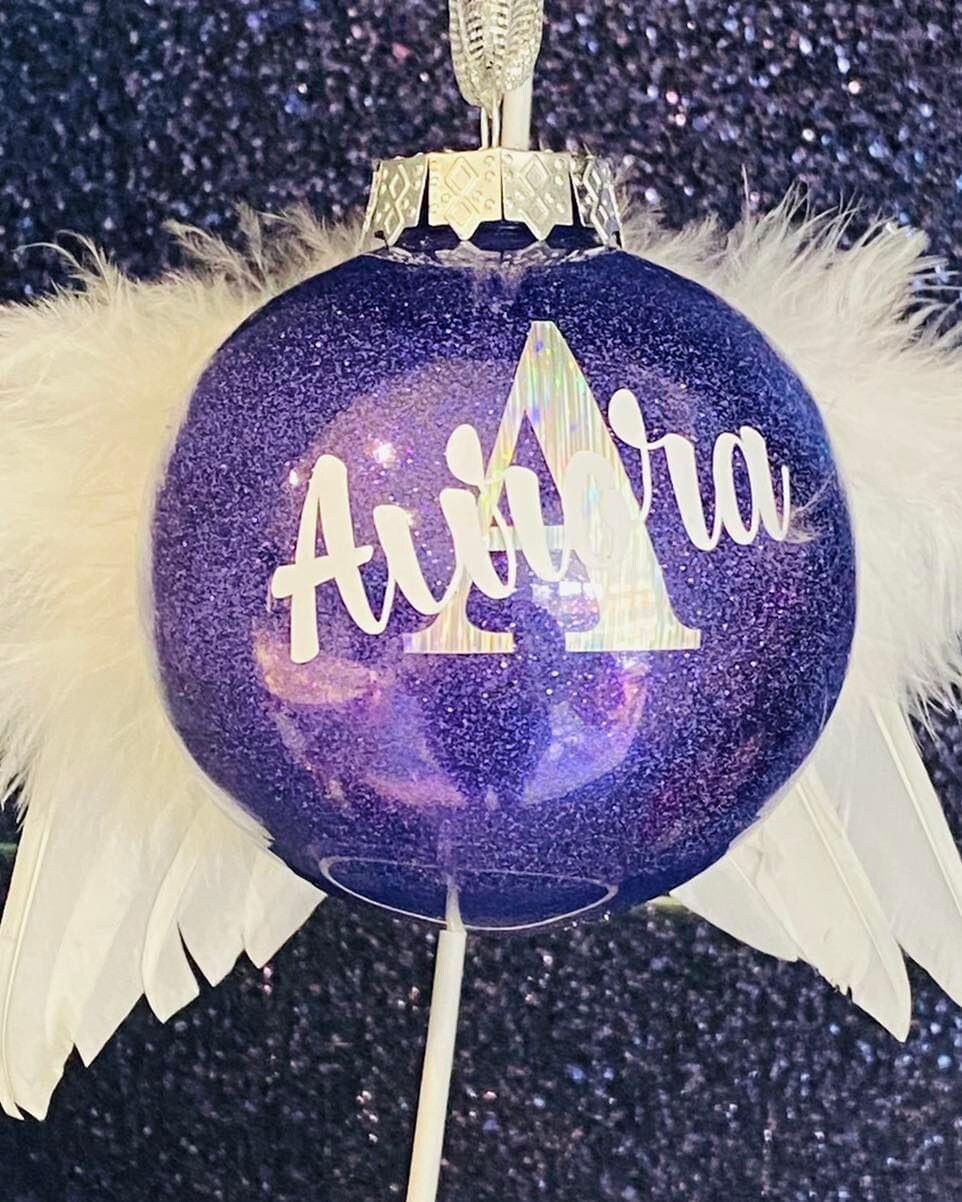 Personalised Angel Wings Memorial Bauble