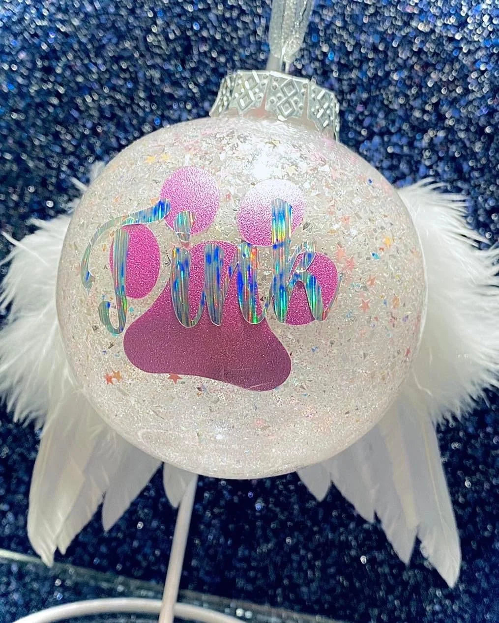Personalised Angel Wings Memorial Bauble