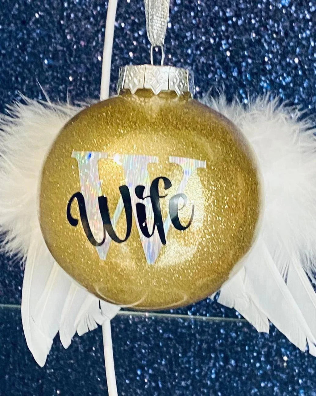 Personalised Angel Wings Memorial Bauble