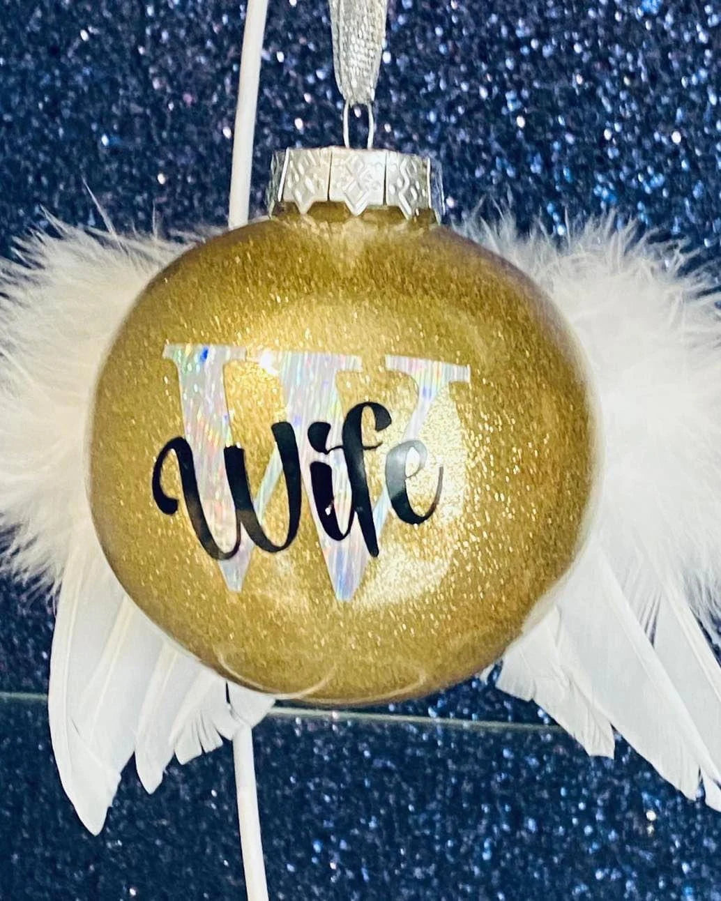 Personalised Angel Wings Memorial Bauble
